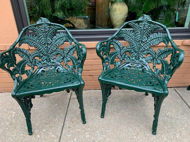 Madeira Estate Antique Iron Fern Chairs