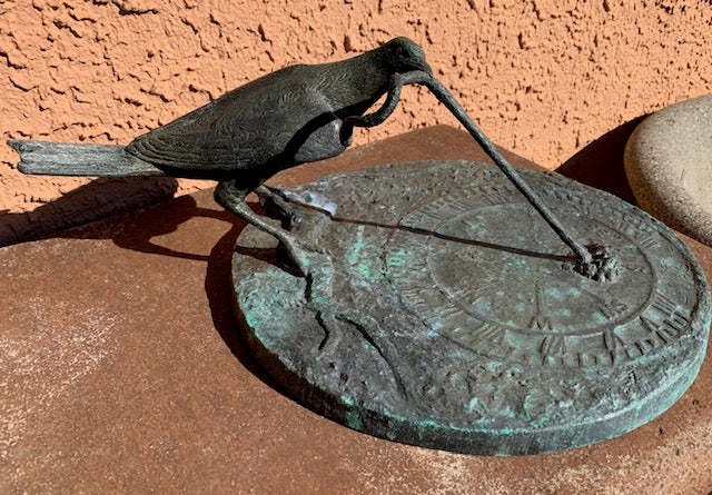 "Early Bird" Original Artist Bronze Sundial by E. Angela 1919