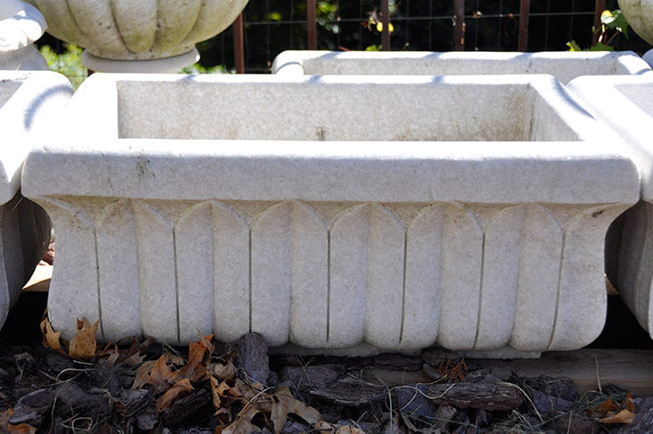 Aged Hand Carved Marble Trough Medium