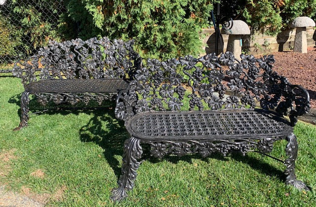 Clothier Estate - Pair - Antique Grapevine Iron Benches