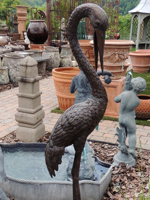 Bronze Wading Bird Fountain