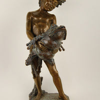 Bronze Boy with Frog Fountain - by Jim Ponter