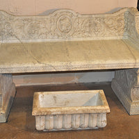 Antique Hand Carved Marble Bench
